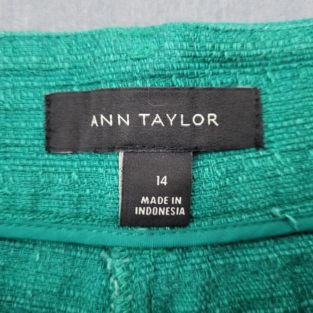 Ann Taylor Emerald Green Textured Cotton Shorts‎ Womens 14 Dressy Summer 468289